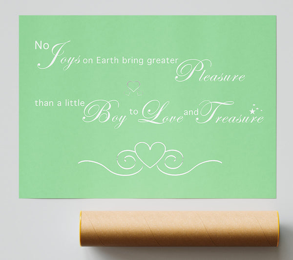 Boys Room Quote No Joys On Earth Bring Pleasure Green Print