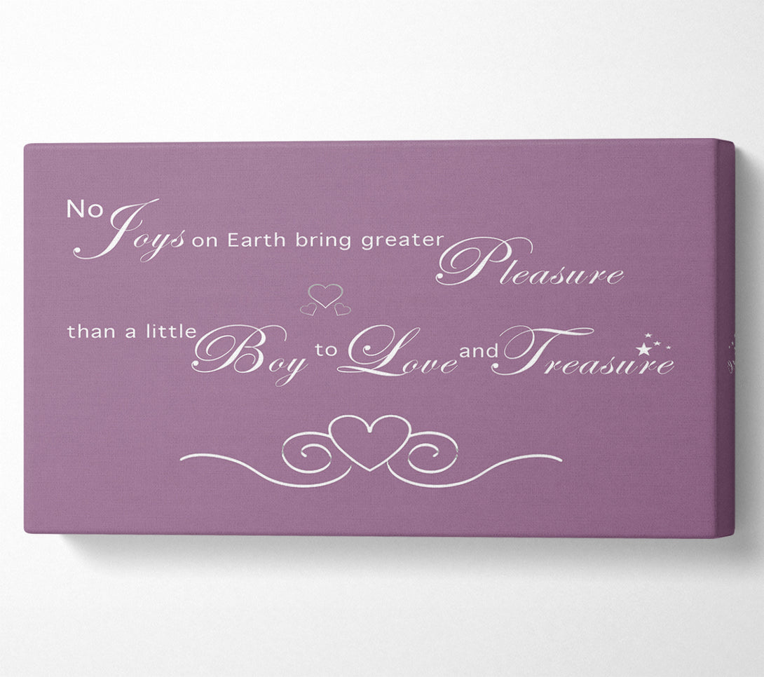  A Canvas Print of Boys Room Quote No Joys On Earth Bring Pleasure Dusty Pink Canvas Wall Art