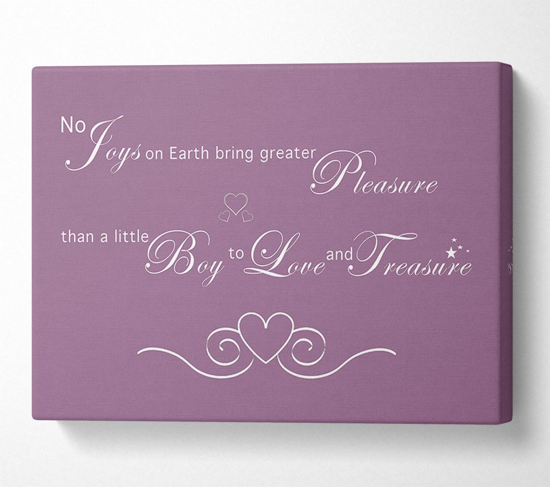  A Canvas Print of Boys Room Quote No Joys On Earth Bring Pleasure Dusty Pink Canvas Wall Art