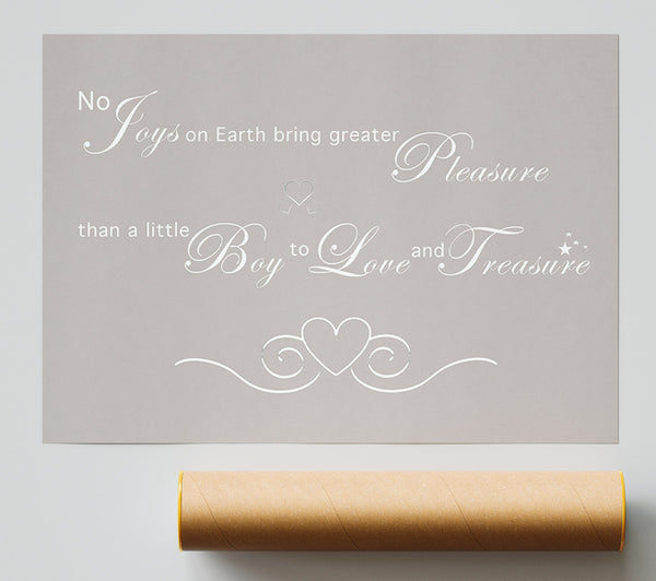 Boys Quote No Joys On Earth Bring Pleasure Beige Giclee Print