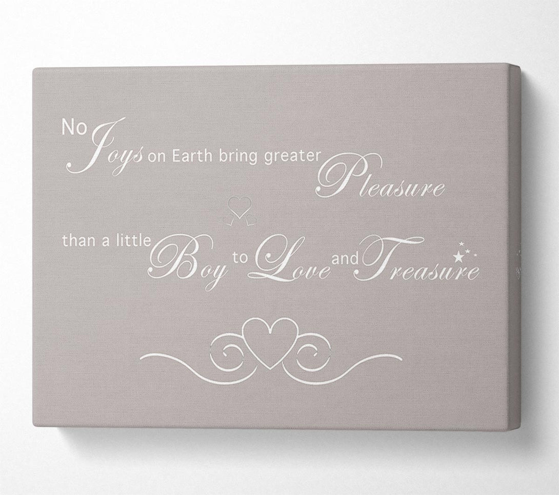  A Canvas Print of Boys Quote No Joys On Earth Bring Pleasure Beige Canvas Print