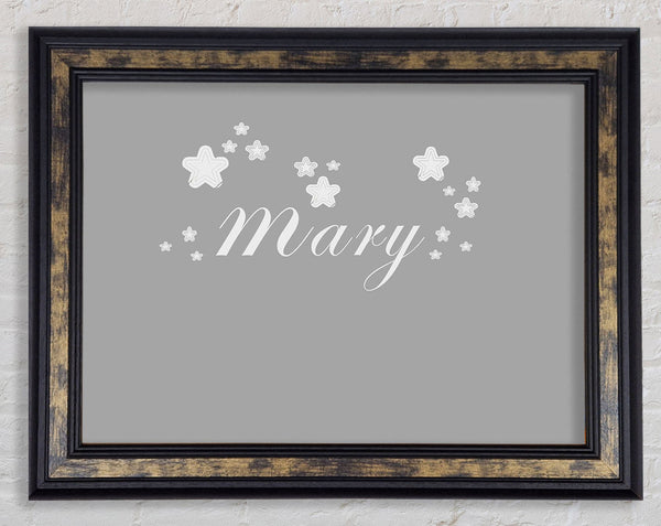 Your Name In Stars Grey White Framed Print