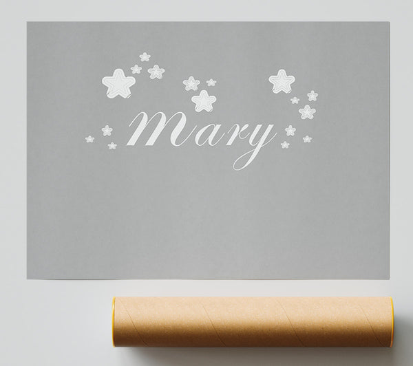 Your Name In Stars Grey White Print