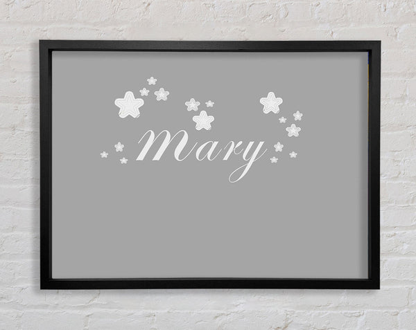 Your Name In Stars Grey White Framed Print