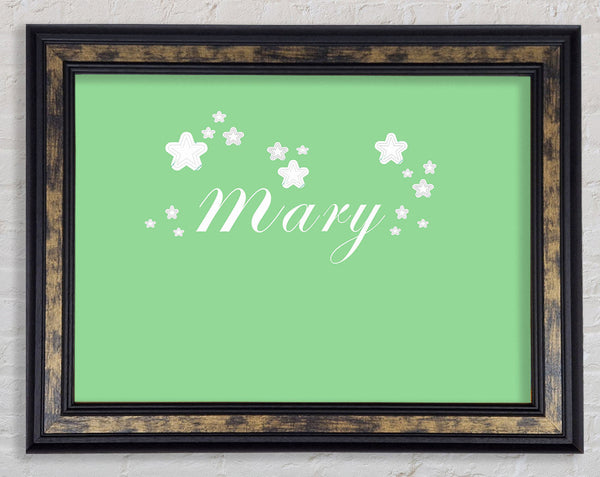 Girls Room Quote Your Name In Stars Green Framed Print