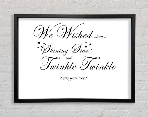 Nursery Quote We Wished Upon A Shining Star White Framed Print
