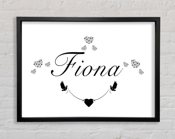 Your Name In Hearts White Framed Print