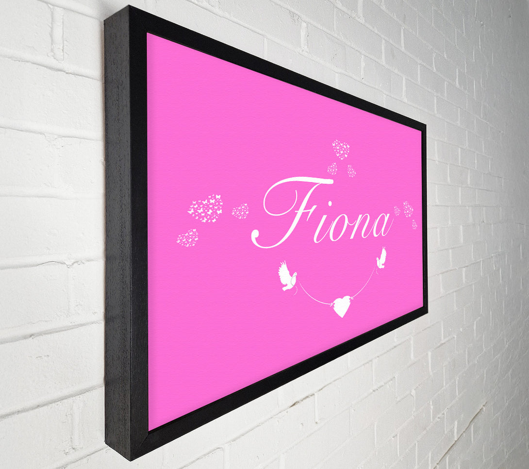  A Canvas Print of Girls Room Quote Your Name In Hearts Vivid Pink Canvas Wall Art