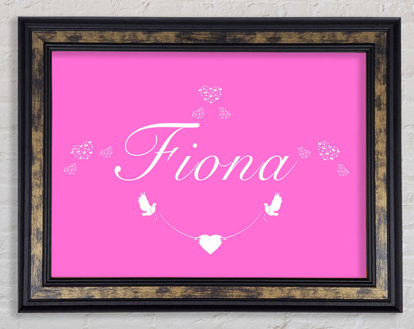 Girls Room Quote Your Name In Hearts Vivid Pink Framed Print