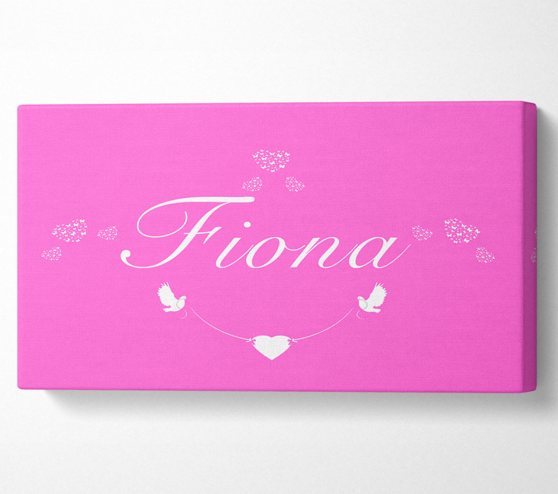  A Canvas Print of Girls Room Quote Your Name In Hearts Vivid Pink Canvas Wall Art