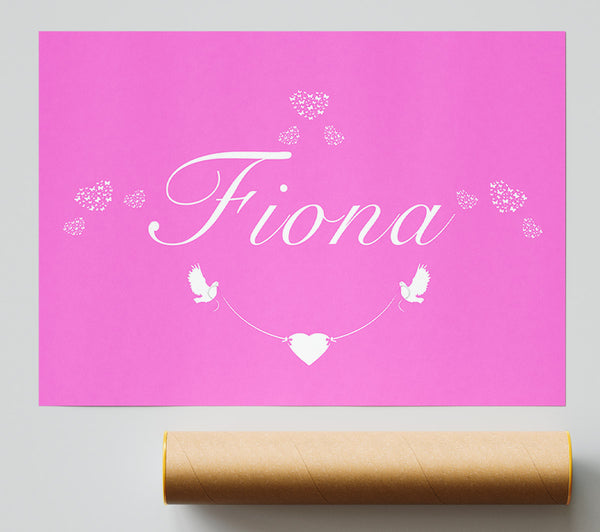 Girls Room Quote Your Name In Hearts Vivid Pink Print
