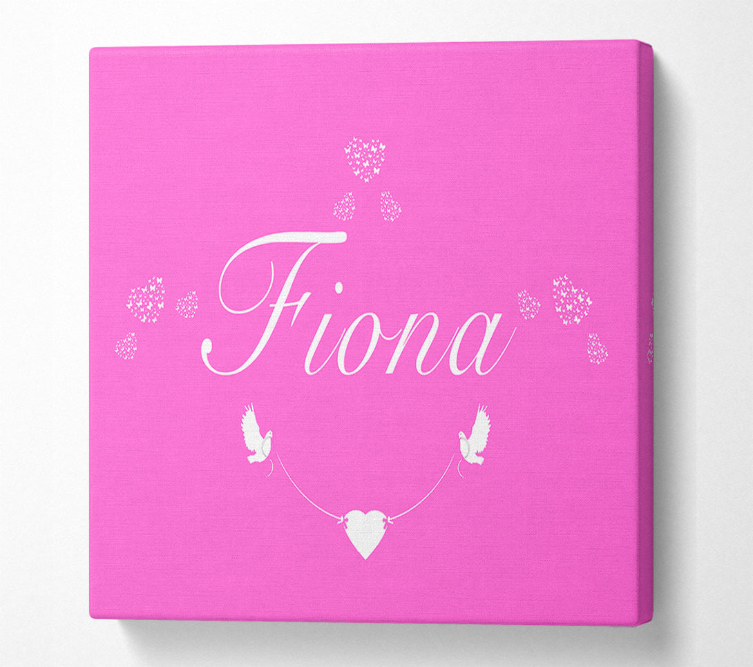  A Canvas Print of Girls Room Quote Your Name In Hearts Vivid Pink Canvas Wall Art