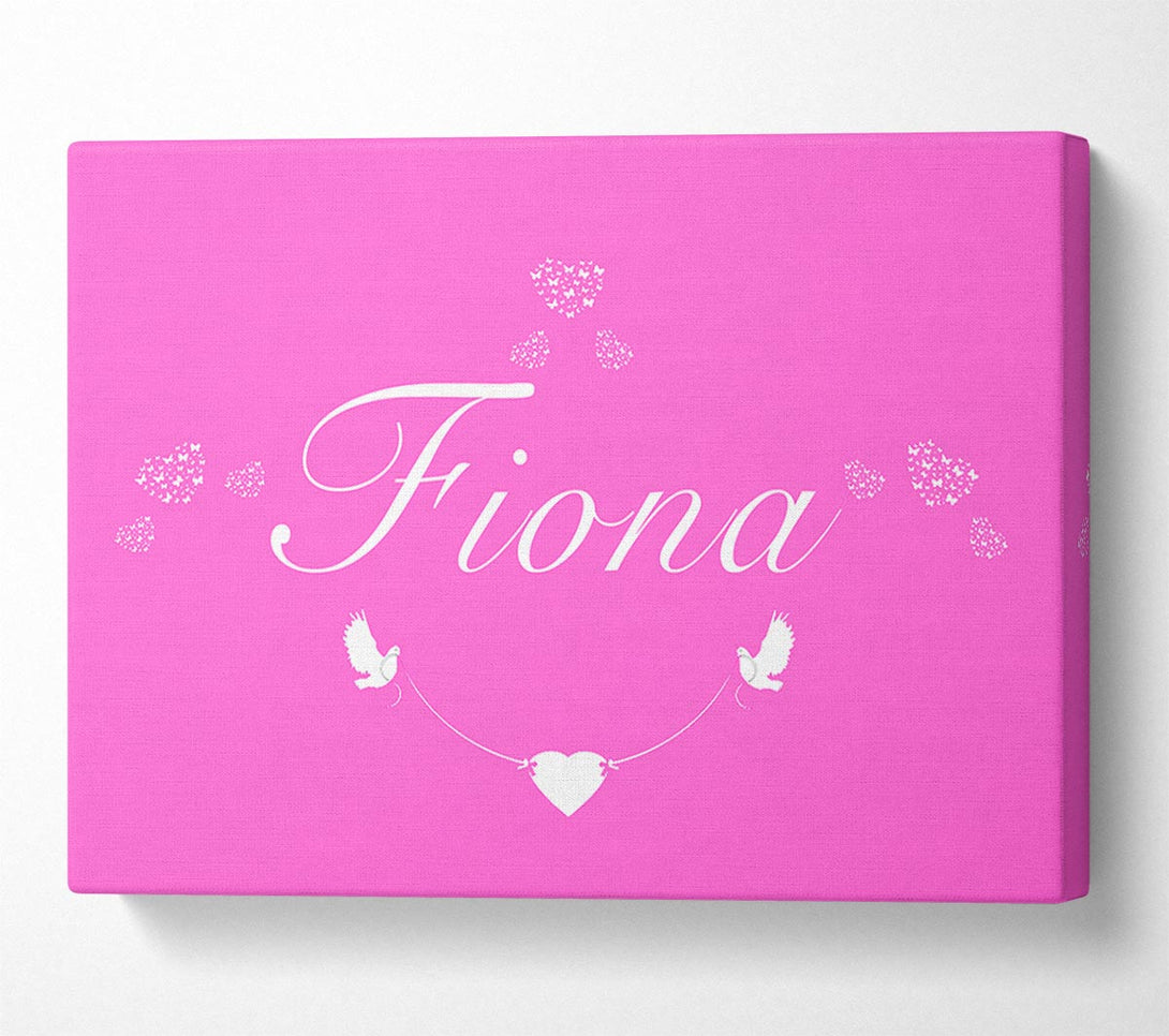  A Canvas Print of Girls Room Quote Your Name In Hearts Vivid Pink Canvas Wall Art