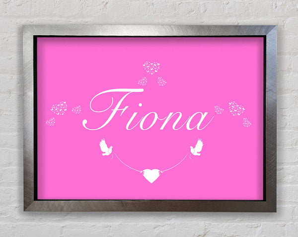 Girls Room Quote Your Name In Hearts Vivid Pink Framed Print