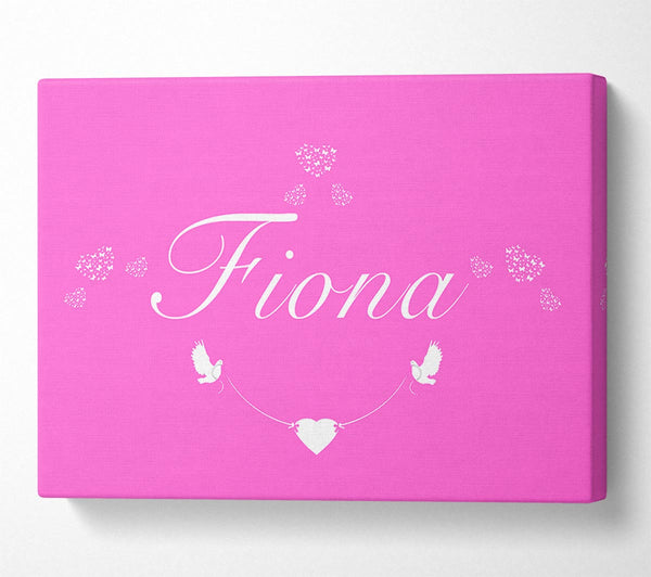  A Canvas Print of Girls Room Quote Your Name In Hearts Vivid Pink Canvas Wall Art