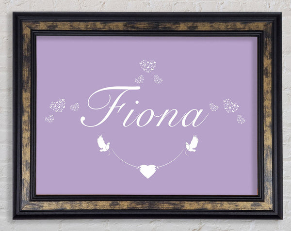 Your Name In Hearts Lilac Framed Print