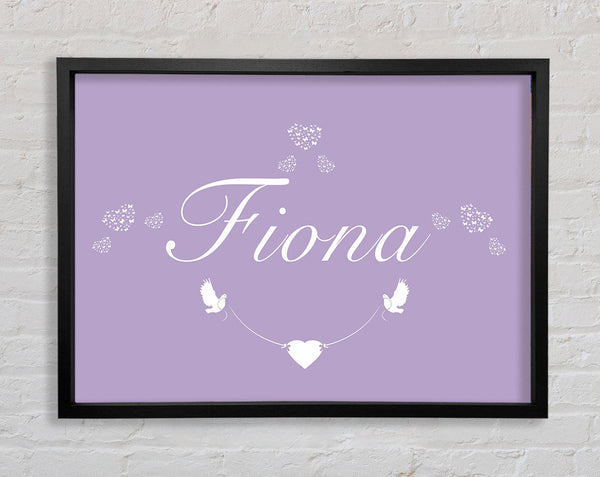 Your Name In Hearts Lilac Framed Print