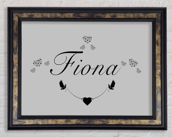 Your Name In Hearts Grey Framed Print