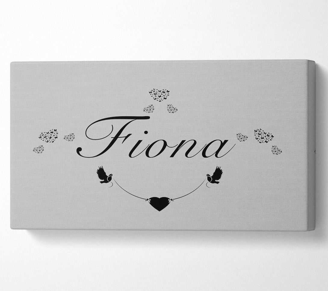  A Canvas Print of Your Name In Hearts Grey Canvas Print