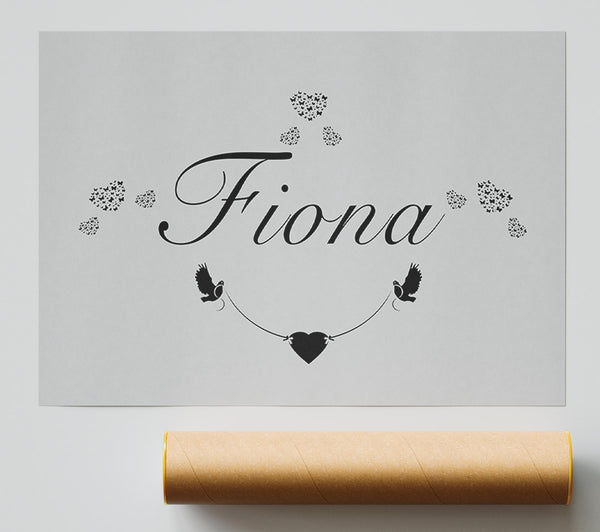 Your Name In Hearts Grey Giclee Print