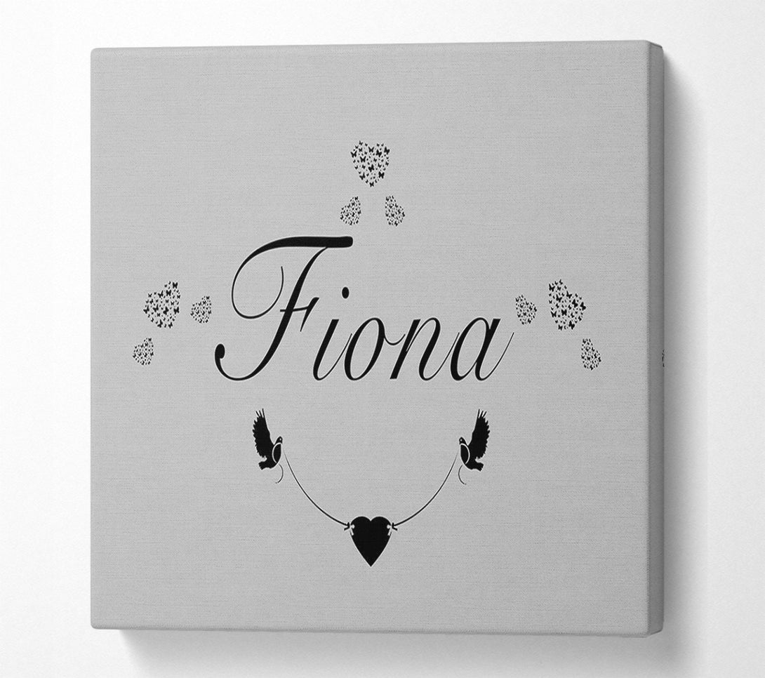  A Canvas Print of Your Name In Hearts Grey Canvas Print