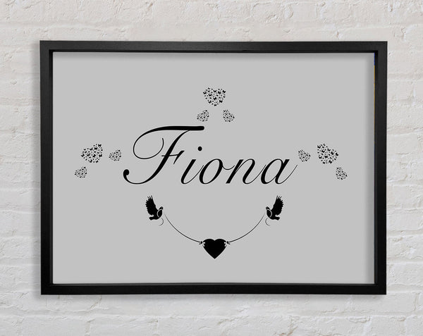 Your Name In Hearts Grey Framed Print