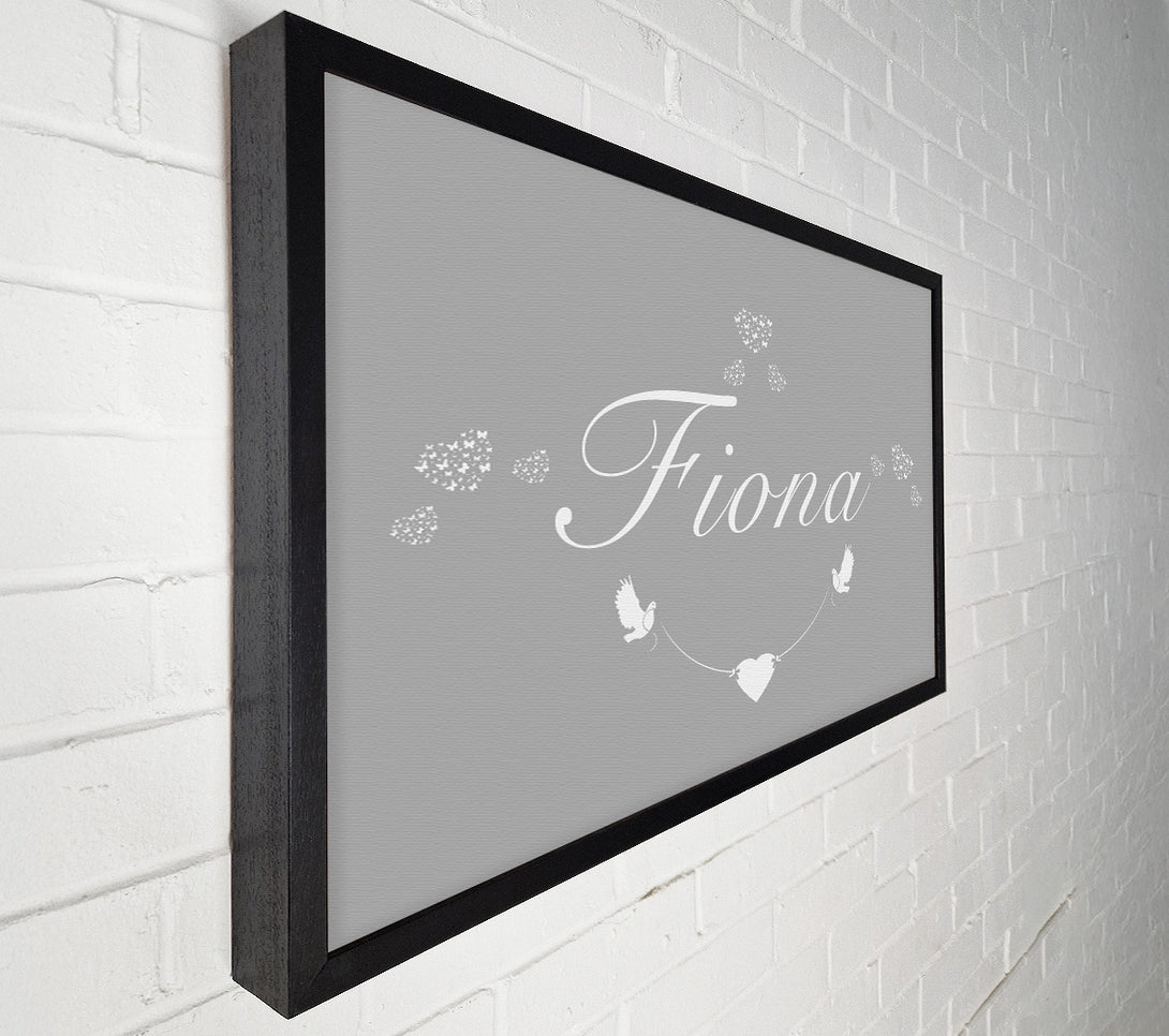  A Canvas Print of Your Name In Hearts Grey White Canvas Print