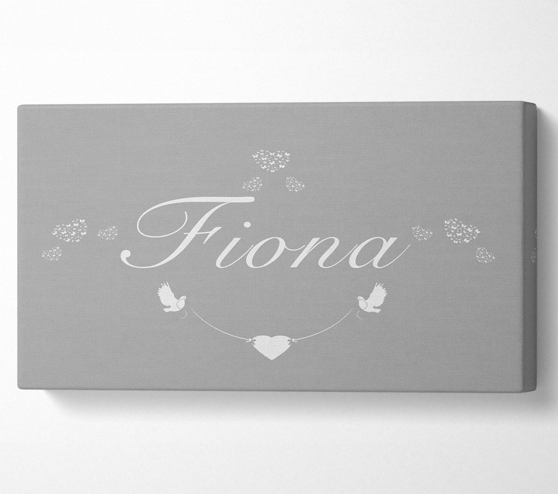  A Canvas Print of Your Name In Hearts Grey White Canvas Print