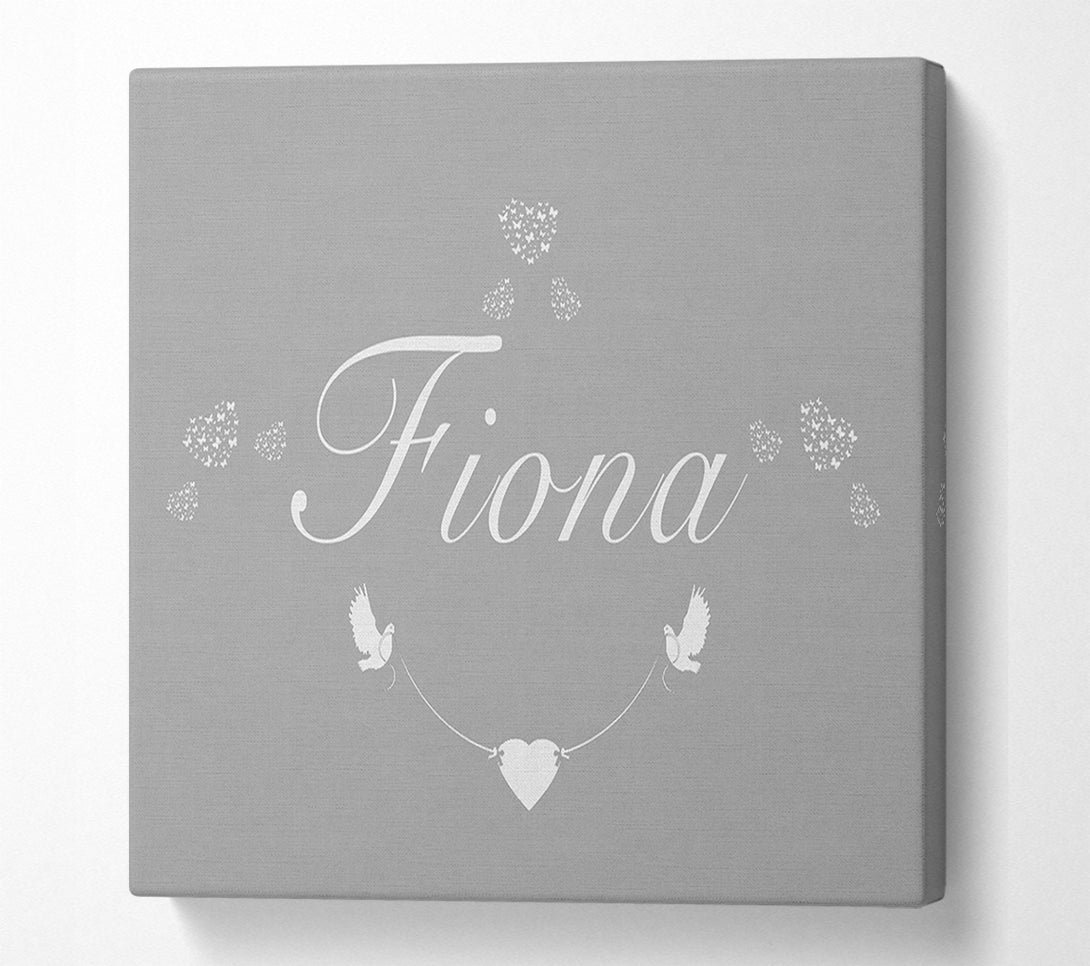  A Canvas Print of Your Name In Hearts Grey White Canvas Print