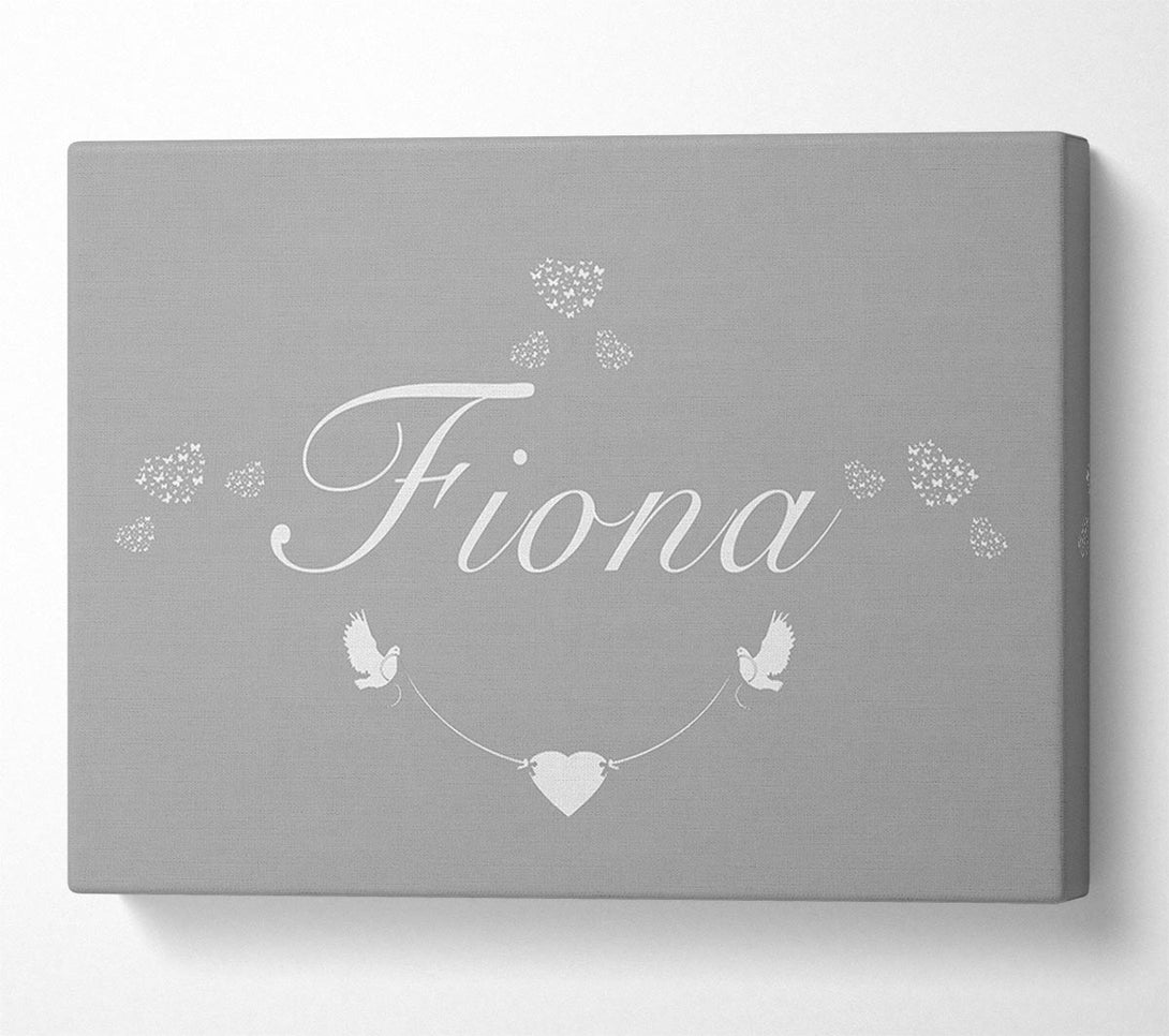  A Canvas Print of Your Name In Hearts Grey White Canvas Print