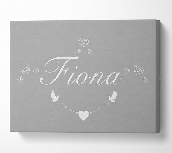  A Canvas Print of Your Name In Hearts Grey White Canvas Print