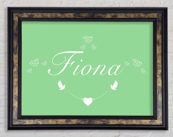 Your Name In Hearts Green Framed Print