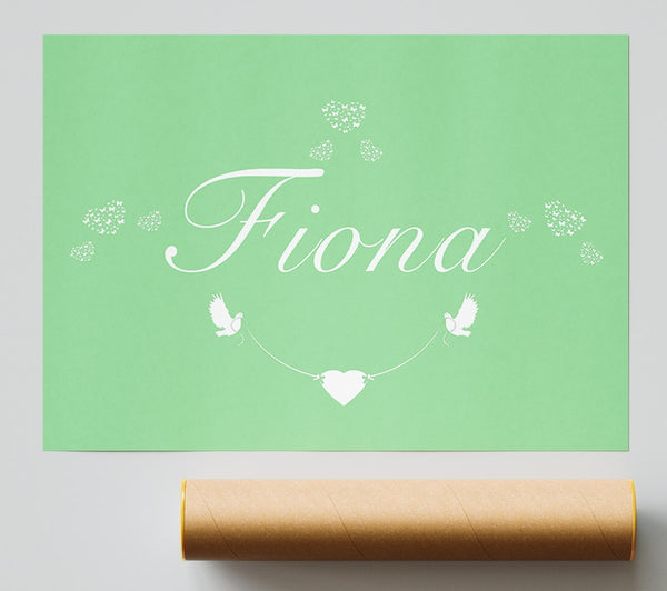 Your Name In Hearts Green Print
