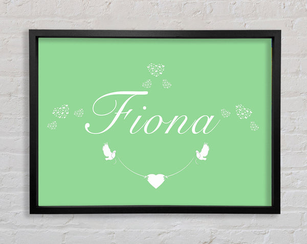 Your Name In Hearts Green Framed Print