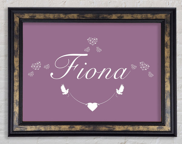 Your Name In Hearts Dusty Pink Framed Print