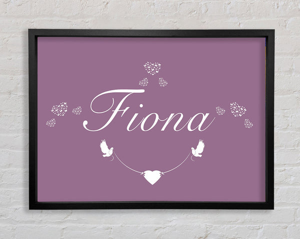 Your Name In Hearts Dusty Pink Framed Print