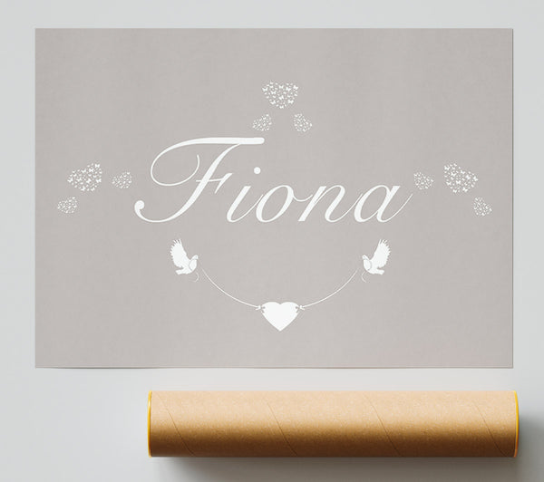 Your Name In Hearts Beige Giclee Print