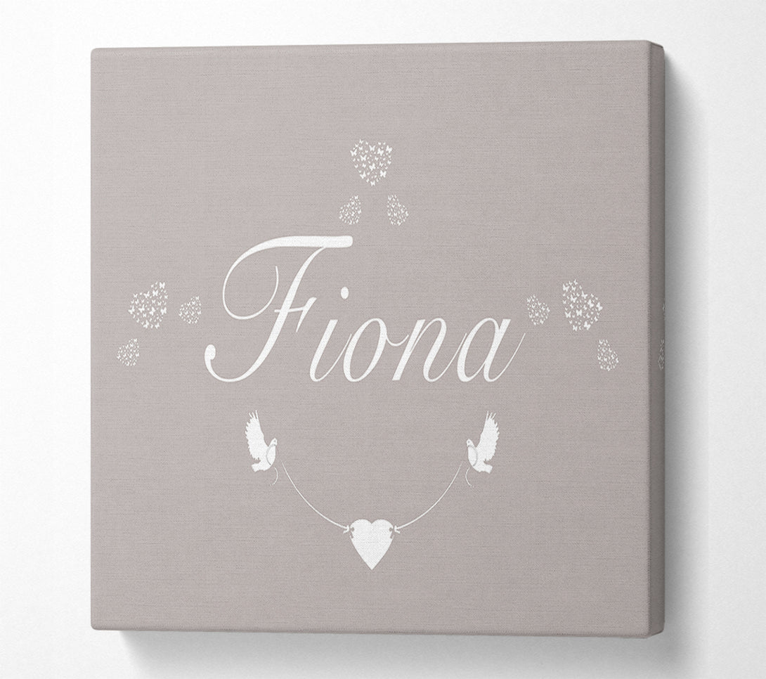  A Canvas Print of Your Name In Hearts Beige Canvas Wall Art