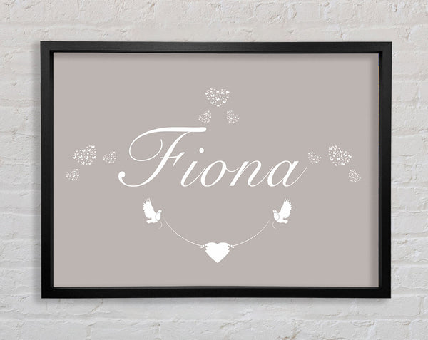 Your Name In Hearts Beige Framed Print