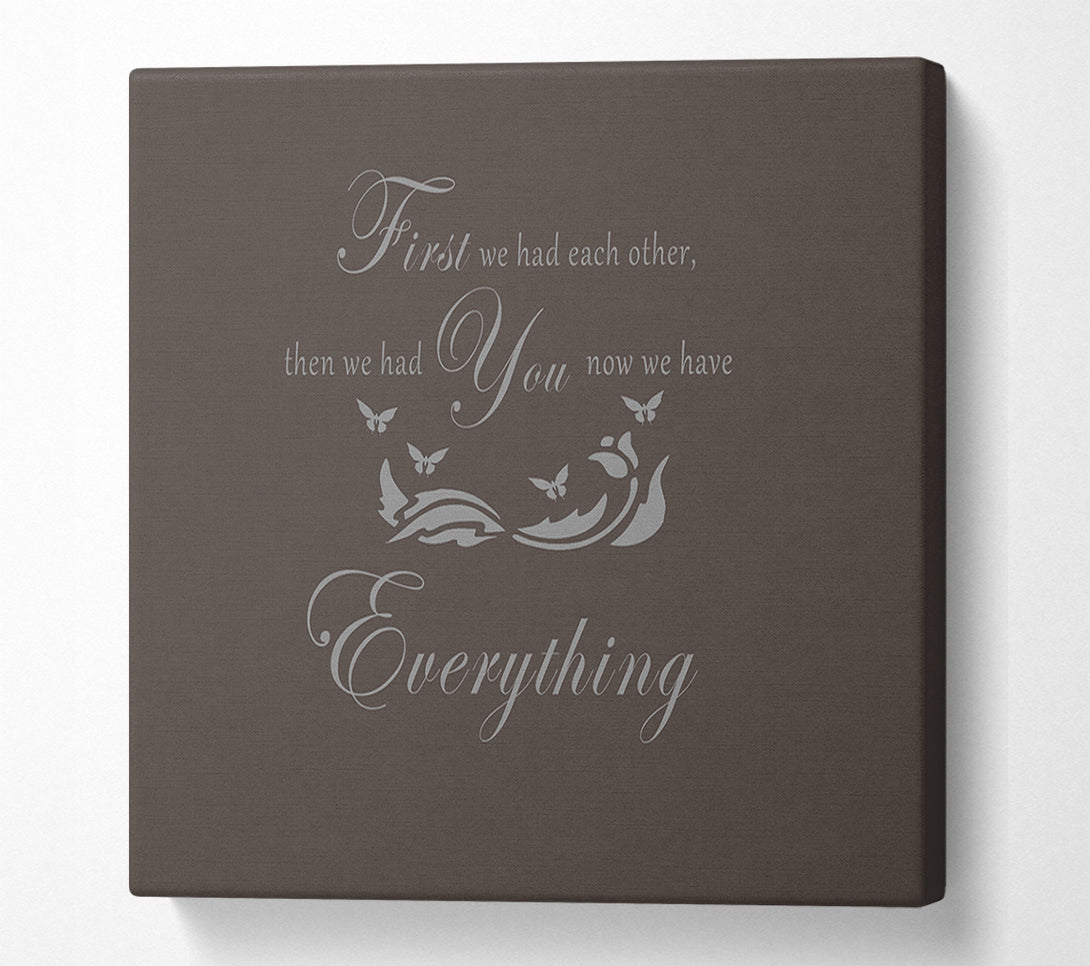  A Canvas Print of Nursery Quote First We Had Each Other Chocolate Canvas Wall Art