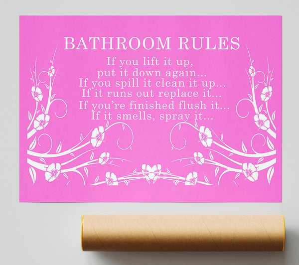 Bathroom Quote Bathroom Rules 2 Vivid Pink Print