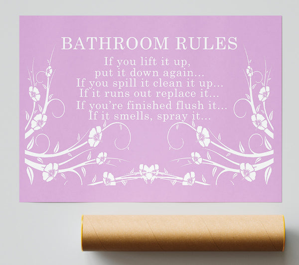 Bathroom Quote Bathroom Rules 2 Pink Poster