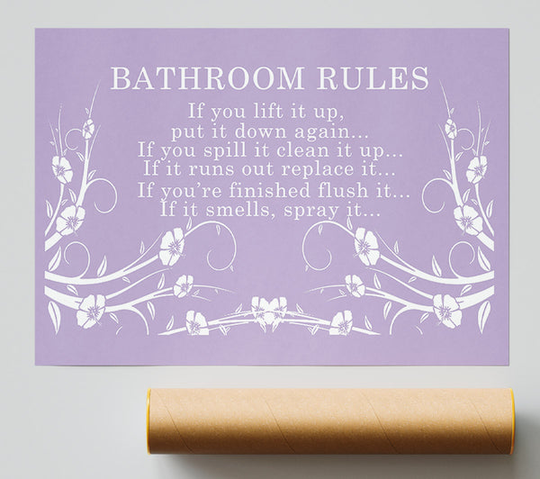 Bathroom Quote Bathroom Rules 2 Lilac Giclee Print
