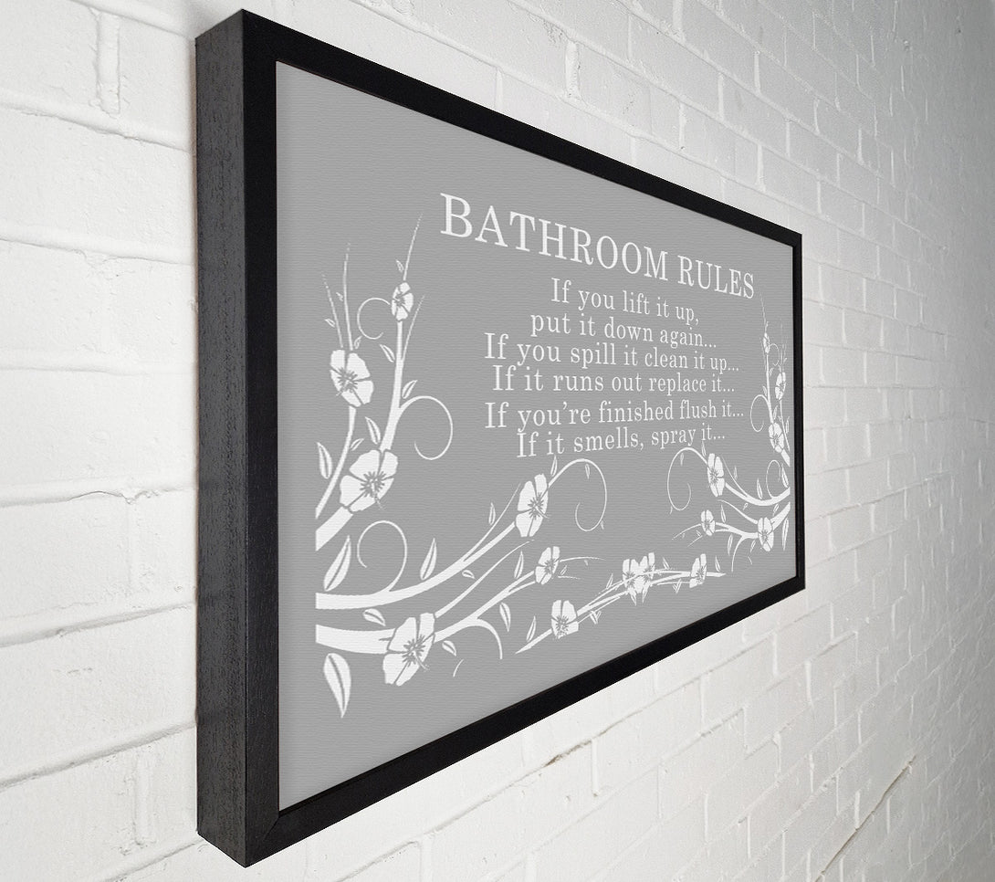  A Canvas Print of Bathroom Quote Bathroom Rules 2 Grey White Canvas Art