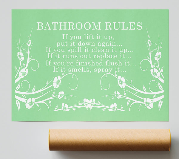Bathroom Quote Bathroom Rules 2 Green Poster