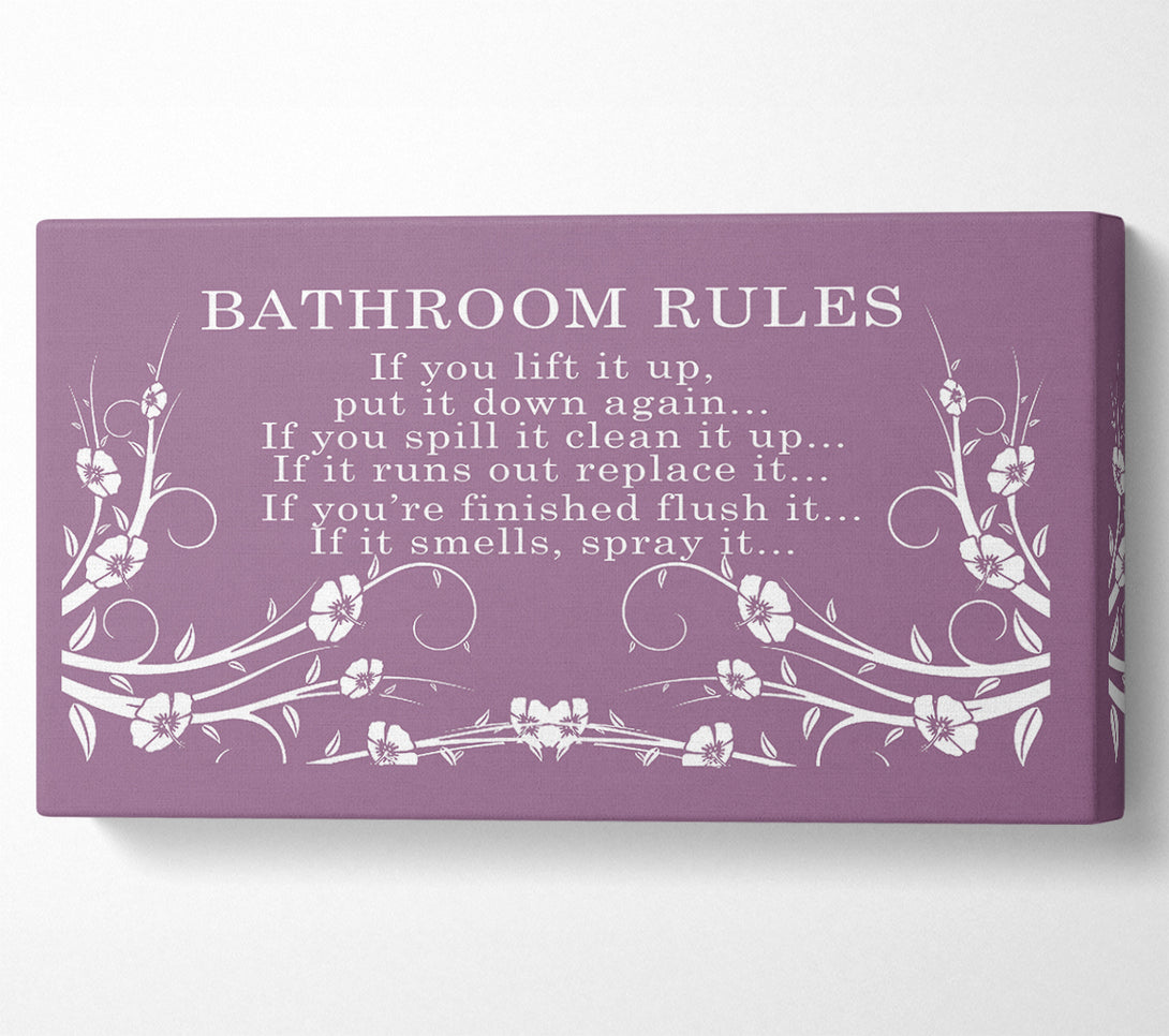  A Canvas Print of Bathroom Quote Bathroom Rules 2 Dusty Pink Canvas Art