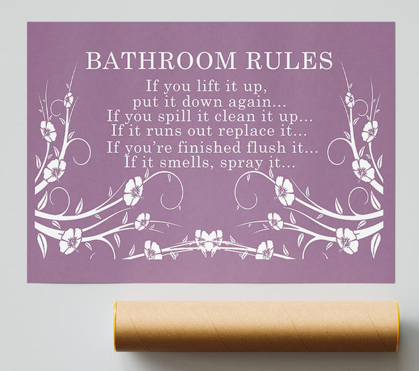 Bathroom Quote Bathroom Rules 2 Dusty Pink Print