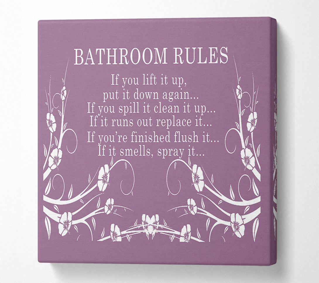  A Canvas Print of Bathroom Quote Bathroom Rules 2 Dusty Pink Canvas Art