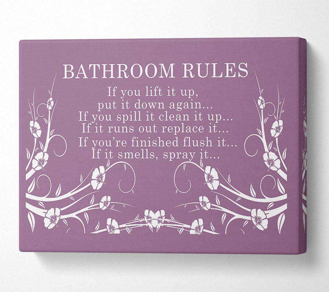 A Canvas Print of Bathroom Quote Bathroom Rules 2 Dusty Pink Canvas Art