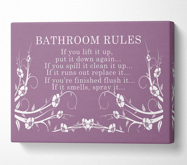  A Canvas Print of Bathroom Quote Bathroom Rules 2 Dusty Pink Canvas Art